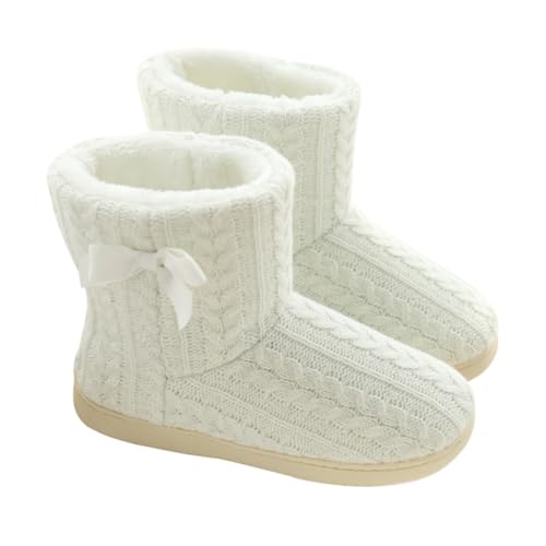 Baluue Damen Winter Hausschuhe Weiß Dicke Sohle Rutschfeste Baumwollboots Weiche Warme Innenstiefel für Zuhause Strapazierfähige Flache Komfortschuhe Baluue Damen Winter Hausschuhe Weiß Dicke Sohle Rutschfeste Baumwollboots Weiche Warme Innenstiefel für Zuhause Strapazierfähige Flache Komfortschuhe von Baluue