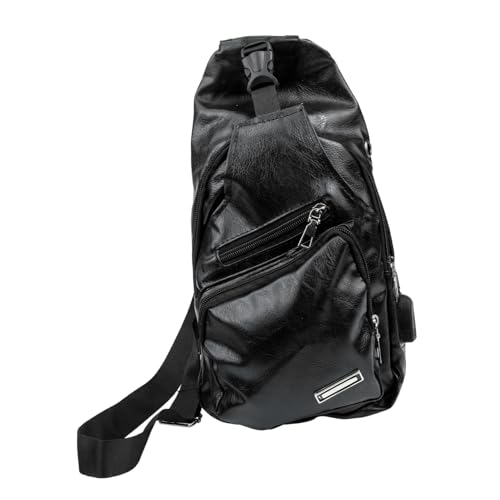 Baluue Diebstahlsichere Umhängetasche Herren USB ladefunktion Multifunktionale Crossbody Bag mit Reißverschluss Verstellbar Leicht für Outdoor Sport Reisen Alltag Schwarz von Baluue