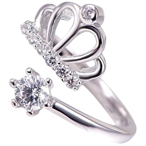 Baluue Einstellbarer Kronenring mit Strass Steinen Offener Statement Ring für Frauen Modischer Schmuck zum Geburtstag Hautfreundlich Elegantes Design Vielseitig Kombinierbar von Baluue
