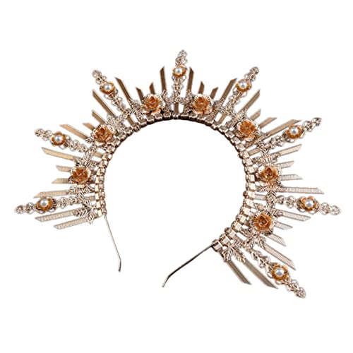 Baluue Krone Stirnband Für Mädchen Göttinnenkronen Haarband Lolita Kopfschmuck Kopfbedeckung Cosplay Weihnachten Hochzeit Strand Accessoires von Baluue