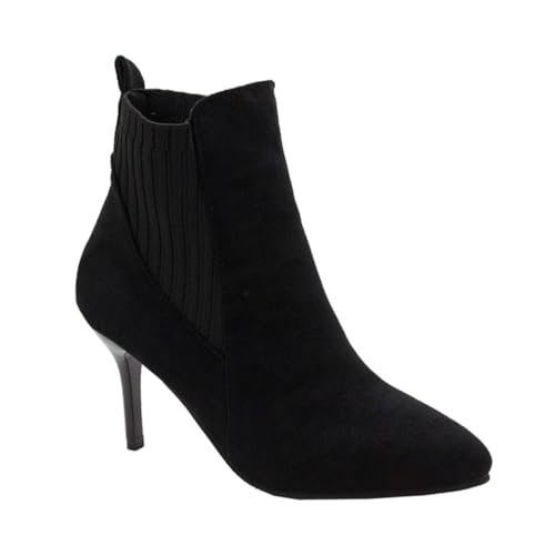 Baluue Elegante Damen Ankle Boots aus Mattem Material Spitze Kurzstiefel mit Hohem Absatz für Herbst Winter Modische Frauen Schuhe Stilvoller Look für Alltag und Festtage Schwarz von Baluue