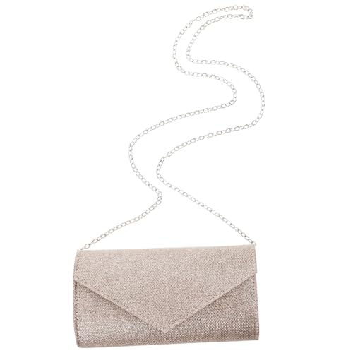 Baluue Elegante Damen Clutch Tasche mit Abnehmbarer Kette Schimmernde Abendtasche aus Polyester für Hochzeit und Party Kompakte Umhängetasche mit Organisiertem Innenfach Champagnerfarben von Baluue