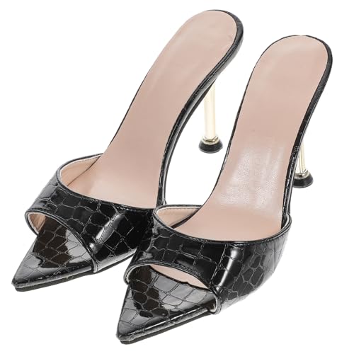 Baluue Elegante Damen Sandaletten mit Spitzem Absatz Stabilem High Heel Atmungsaktiv Modisch für Bankett und Alltag Schwarze Feine Absatzschuhe Komfortabel und Langlebig von Baluue