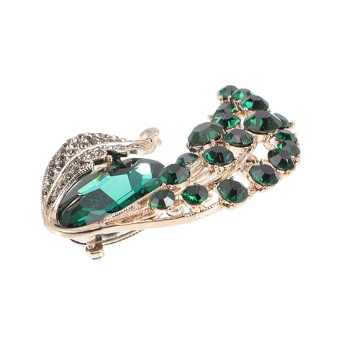 Baluue Elegante Damenbrosche mit Funkelnden Schmucksteinen Grün Vintage design Modischer Ansteckschmuck für Blazer Mantel Pullover Schal als Stilvolles Outfit accessoire von Baluue