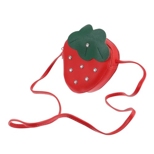 Baluue Erdbeer Umhängetasche mit Breitem Bequemem Schultergurt Leuchtend Rotes Design Kleine Tragbare Crossbody Tasche für Mädchen für Freizeit Schule und Camping von Baluue