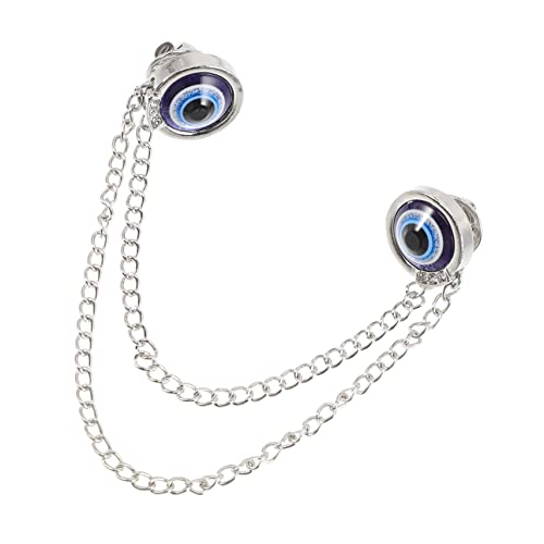 Baluue Evil Eye Brosche Stilvoller Krawattenclip mit Kette für Hemden und Shirts Anstecknadel für Kleidung Silber Verzierung für Schals Hüte und Accessoires von Baluue