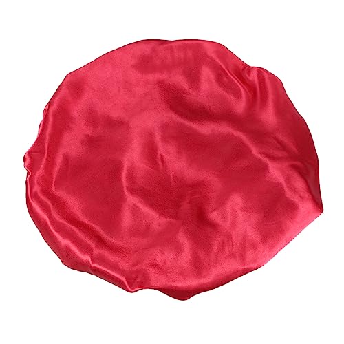 Baluue Extra Large Satin Schlafhaube Für Damen Wasserdichte Atmungsaktive Haarschutzmütze Weinrot Elastisches Design Für Optimalen Tragekomfort Beim Duschen Oder Schlafen von Baluue