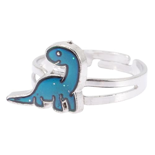 Baluue Farbwechselring Dinosaurier Stimmungsring Offener Verstellbarer Ring für Mädchen Frauen Temperaturreaktiver Schmuck aus Langlebiger Modisches Accessoire von Baluue