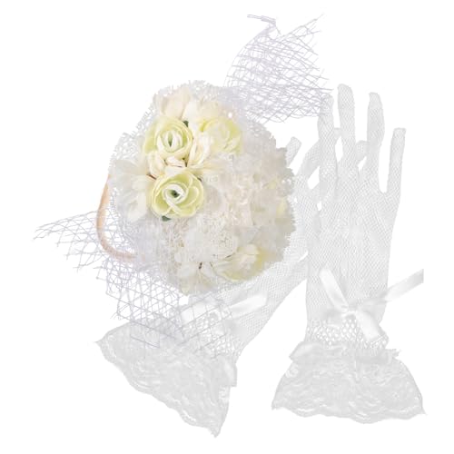 Baluue 1satz Braut Fascinator Mit Spitze Und Handschuhen Hochzeitsaccessoire Für Teepartys Und Festliche Anlässe Vintage Brautschmuck Cremefarbenem Design von Baluue