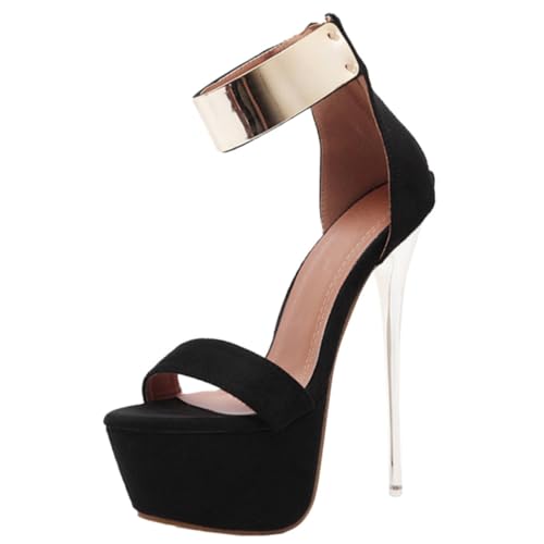 Baluue Fashionable Damen Sandalen mit Dünnem Absatz Wasserdichtes Design Rutschfeste Sohle Sommerliche Schwarze High Heels für Frauen Stylish und Bequem für Strand und Alltag von Baluue