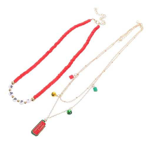 Baluue Festliche Weihnachtskette mit Bunten Perlen Langlebige Legierung Verarbeitung Komfortabel Vielseitiger Modeschmuck für Damen Weihnachtsanhänger Festlicher Choker von Baluue