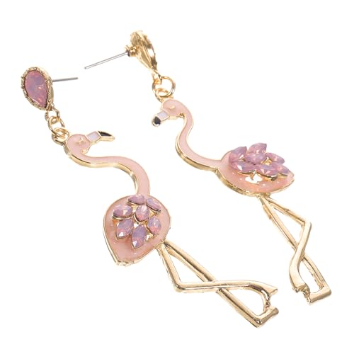 Baluue Flamingo Ohrstecker Damen mit Funkelnden Strasssteinen Emaillierte Schmuckstücke Elegante Ohrhänger für Alltag Party und Hochzeit Modische Ohrdekoration für Frauen von Baluue