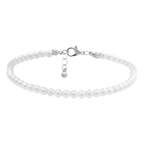 Baluue Fußkette mit Künstlichen Perlen Handgefertigte Einlagige Fußkettchen Verstellbare Weiße Strand-schmuck-dekoration für Damen von Baluue