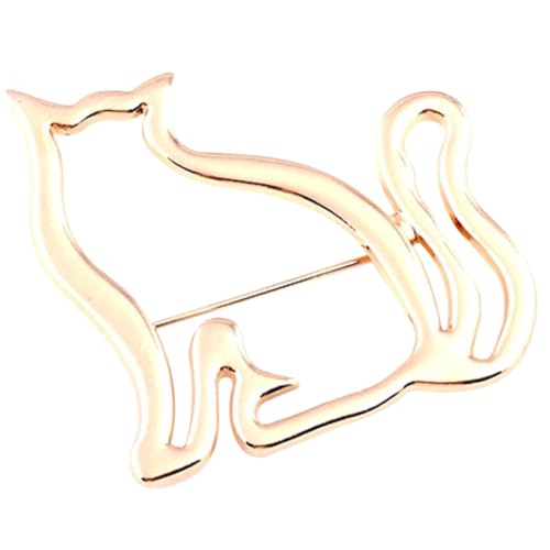Baluue Goldfarbene Katzenbrosche mit Filigranem Hohldesign Langlebiger Legierungs ansteckpin für Kleidung Hüte Schals Modisches Sicheres Accessoire zur Festen Befestigung und Stilvollen von Baluue