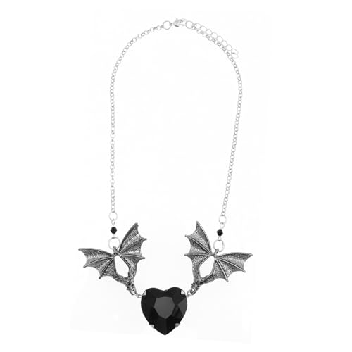 Baluue Gothic Halskette mit Schwarzem Legierungs-Anhänger und funkelndem Schmuckstück für Damen für Halloween Partys Familienfeiern und Besondere Anlässe von Baluue