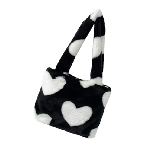 Baluue Große Kapazität Handytasche Umhängetasche Kuscheliger Outdoor Phone Storage Bag für Mädchen Modische Freizeit Tasche mit Druckknopf Schwarz von Baluue