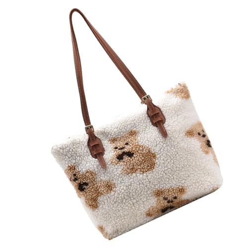 Baluue Große Kapazität Plüsch Schultertasche Damen und Mädchen Weiche Umhängetasche Leicht und Strapazierfähig für Alltag Kosmetik Handy Geldbörse von Baluue