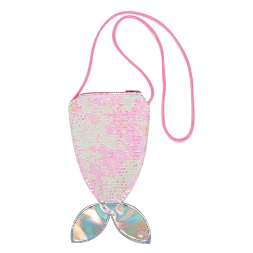 Baluue Große Schultertasche für Schimmerndem Pailletten meerjungfrauenflossendesign Tragbare Handytasche und Münzbeutel Vielseitige Umhängetasche für Mädchen Farblich Changierend Weiß von Baluue