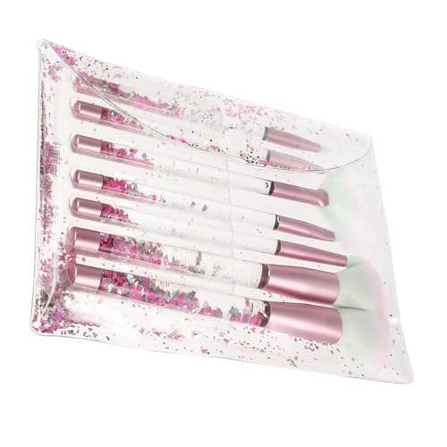 Baluue Kosmetikset 7 Stück Tragbare Make up Pinsel Mit Transparentem Kristallgriff Professionelles Schminkset Für Foundation Concealer Und Lidschatten Für Damen Und Mädchen Inklusive von Baluue