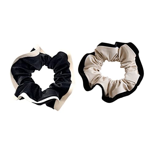 Baluue 2stücke Leder Haargummis Schwarz Und Beige Haaraccessoires Für Damen Strapazierfähig Und Schonend Für Haar Für Alltag Und Vielseitig Kombinierbar von Baluue