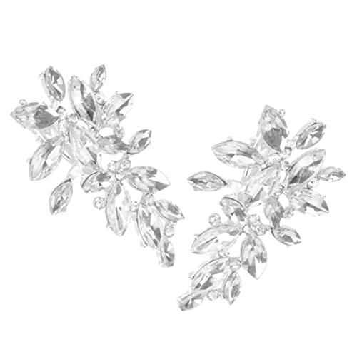 Baluue 2stücke Titel Elegante Haarschmuck Clips Blattform Silberne Haarnadeln Mit Strass Für Bräute Und Mädchen Hochzeitsaccessoires Für Besonderen Anlässe von Baluue