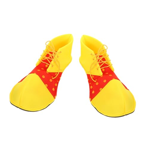 Baluue Halloween Clown Schuhe für Erwachsene Weiche Performance Kostümschuhe Bequemes Halloween Cosplay Zubehör für Party und Fasching Realistische Gelb Rote Clown Requisiten von Baluue