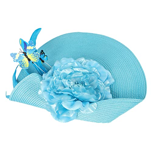 Baluue Faszinierender Großer Damen-hut Mit Exaggerated Für Teepartys Hochzeiten Und Festliche Anlässe Handgefertigter Haarreif Mit Blumen Und Federn Lebhaftem Blau von Baluue