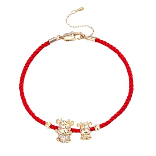 Baluue Handgefertigtes Rotes Seilarmband mit Verstellbarer Kette Glückssymbol für Frauen Modisches Handgelenk Schmuckstück Weihnachts und Neujahrsgeschenk für Freundinnen von Baluue