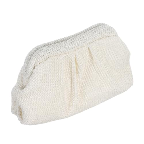 Baluue Handgewebte Damen Strohtasche Cloud Clutch Handtasche Sommer Ruched Dumpling Purse Leichtes Strand Urlaubstaugliches Design Vielseitige Clutch für Alltag und Abendveranstaltungen von Baluue