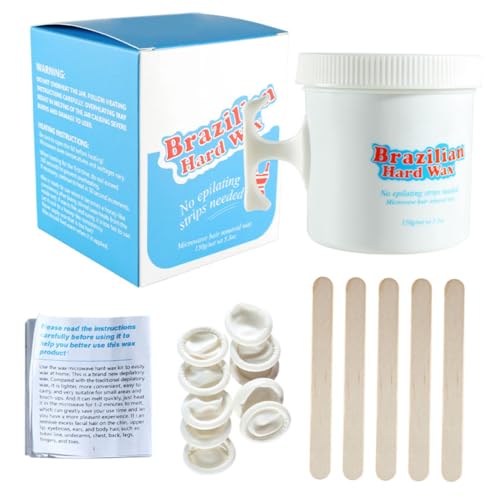 Baluue Hartwachs Haarentfernung Satz Flasche Blau Niedertemperatur Mikrowellenwachs für Frauen und Männer Geeignet für Gesicht Augenbrauen Rücken Brust Bikinizone Enthaarungswachs Kit 1 Satz von Baluue