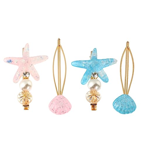 Baluue 4stücke Kristall-haarspangen Im Seestern-design Haarschmuck Für Mädchen Elegantes Haar-accessoire Für Partys Und Hochzeiten Zarte Haarklammern von Baluue