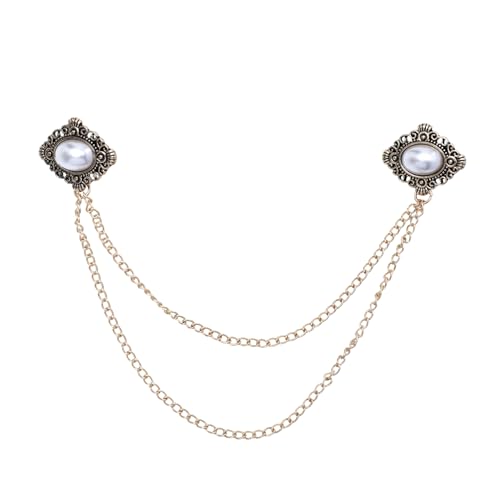 Baluue Herren Brosche mit Kette Vintage Anstecknadel für Anzug Hemd Kragen Modischer Kleidung Clip Vielseitiges Accessoire für Besondere Anlässe von Baluue
