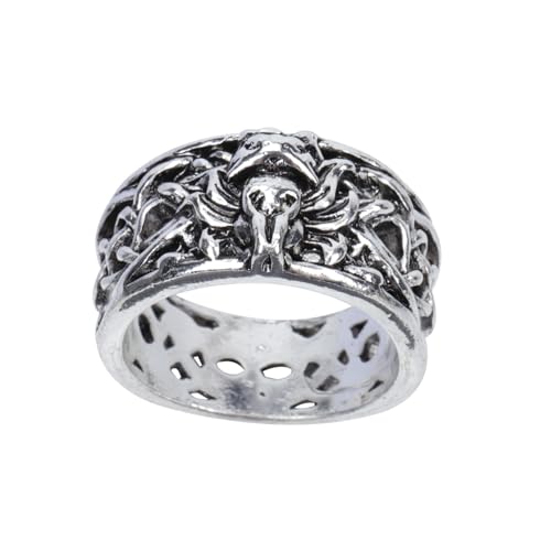 Baluue Herrenring Vintage Silber Foxes Muster Maskuliner Schmuck Delikater Wikinger Stil Modischer Fingerschmuck von Baluue