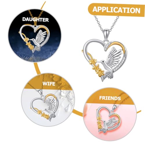 Baluue Herzanhänger Kette Damen Kleine Vogel Halskette Leicht Elegant Langlebig Schmuck Geschenk für Frauen Muttertag Valentinstag Geburtstag von Baluue