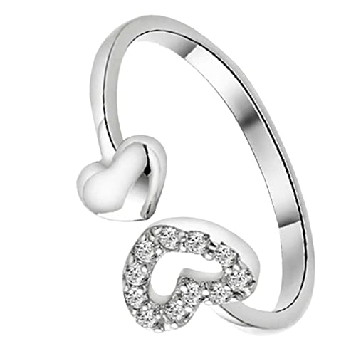 Baluue Herzöffnungsring für Frauen Verstellbarer Ring mit Herzförmigem Design Eleganter Schmuck für Geburtstage und Alltagsanlässe Silberner Damenring von Baluue
