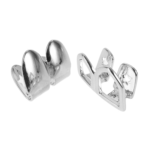 Baluue Hip Hop Zähne Grill Silberne Polierte Metall-zahnkappen Dekorative Mundgrills für Cosplay Party und Rapper Zubehör Glänzende Oberfläche für Auffälliges Lächeln von Baluue