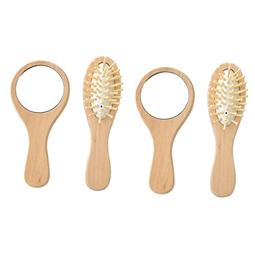 Baluue 2sätze Reise Spiegel Und Kamm Set Für Tragbarer Handspiegel Mit Holz Kamm Set Für Makeup Mini Make-up Spiegel Für Unterwegs Für Damen Und Herren von Baluue