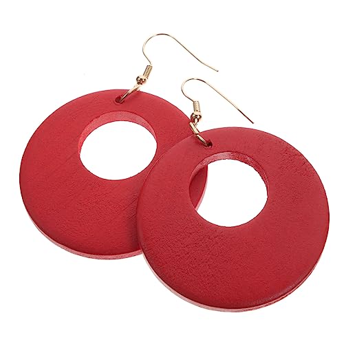 Baluue Holzohrringe Damen Geometrisch Rund Design Leicht Tragbar Modische Dangle Ohrhänger Aus Sicherem Holz Material Für Alltag Und Festliche Anlässe von Baluue