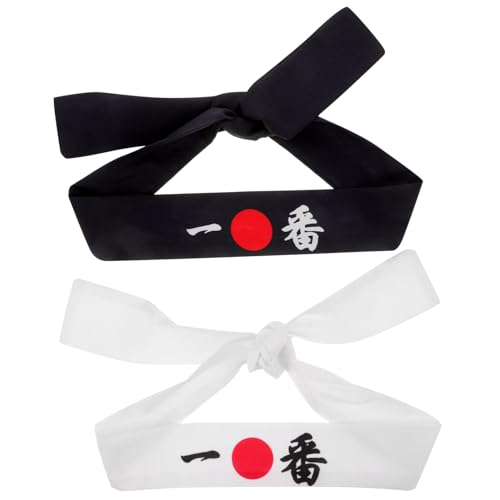 Baluue Japanisches Sushi-Koch-Hachimaki-Karate-Stirnband 2 Stück Samurai-Japanisches Stirnband Sushi-Koch-Bandana Zum Anbinden Kostüm Kopfbedeckung Für Karate Sport Kochen Küchenbedarf von Baluue