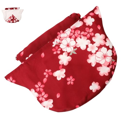 Baluue Katze Handtasche Drawstring Beuteltasche Damen Leicht Stofftasche Kompakt Alltagsbag Weinrot Niedliches Design Mädchen Tasche Klein Robust Organiser von Baluue