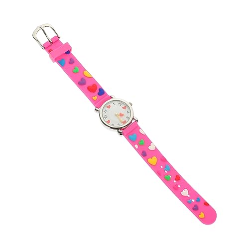 Baluue Kinderuhr Analog Silikon Armbanduhr für Mädchen Cartoon Design als zur Einschulung Leicht und Zeitgenau Herzmotiv von Baluue
