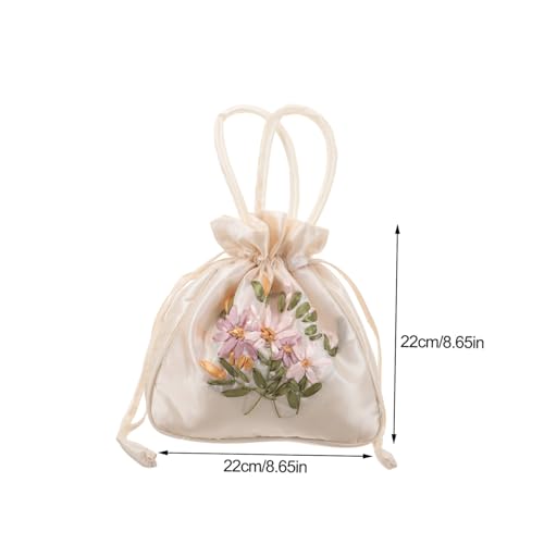Baluue Kleine Bestickte Drawstring Handtasche mit Tragegriff Dekorative Ethno Stil Damen Umhängetasche Handlicher Beutel für Schlüssel Handy und Karten Handtasche für Frauen von Baluue