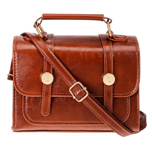 Baluue Kleine Braune Umhängetasche Damen Verstellbarer Gurt PU Schultertasche Handtasche mit Großem Fassungsvermögen für Alltag Reise Stilvolle Robuste Damenhandtasche von Baluue