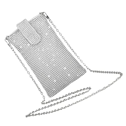 Baluue Kleine Damen Umhängetasche mit Strasssteinen Crossbody Schultertasche für Handy und Geld Abendtasche in Silber Vielseitig Tragbar und Langlebig von Baluue