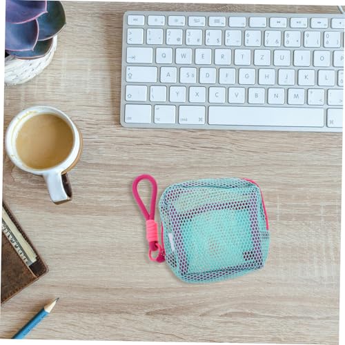 Baluue Kleine Mesh Kosmetiktasche mit Reißverschluss Multifunktionaler Organizer für Lippenstifte und Münzen Leichter Kulturbeutel mit Quadratischem Netzdesign für Reisen Damen und von Baluue
