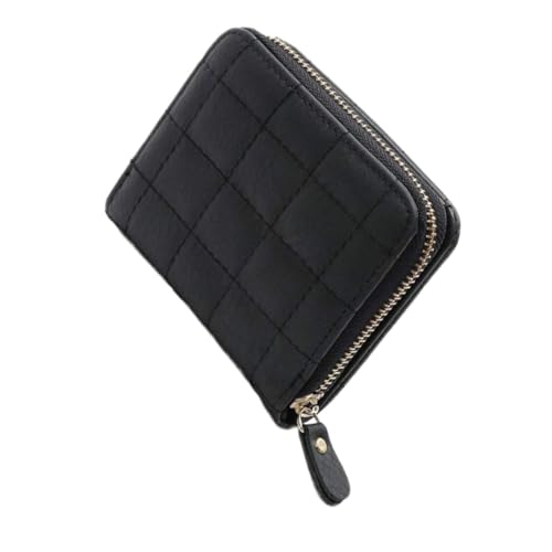 Baluue Kleine PU Münzgeldbörse mit Reißverschluss Besticktes Quadratisches Portemonnaie für Studenten Kartenetui Schwarzes Mini Change Purse Praktisches Geschenk für Damen und Herren von Baluue