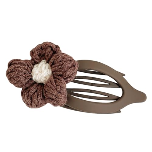 Baluue Knitted Flower Hair Claw Clip aus Weichem Gestricktem Garn Starker durch Duckbill Design Vielseitig für Gerade und Lockige Haare Dutt und Zöpfe Modisches Hawaiian Haar Accessoire von Baluue