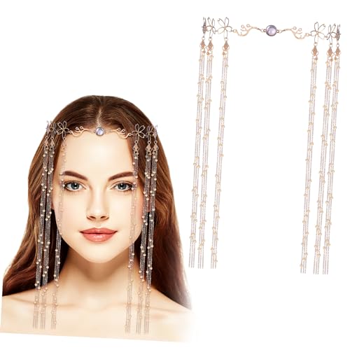 Baluue Kopfkette Haarkette Damen Kopfschmuck Lange Quaste Kopfbedeckungen Für Frauen Schmuck Haarschmuck Festival Hochzeit von Baluue