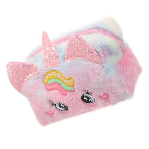 Baluue Kosmetiktasche Unicorn Süße Reisetasche für Mädchen Plüsch Toiletry Bag für Kosmetik Reisebedarf für Unterwegs mit Geräumigem Innenraum und Weichem Material von Baluue