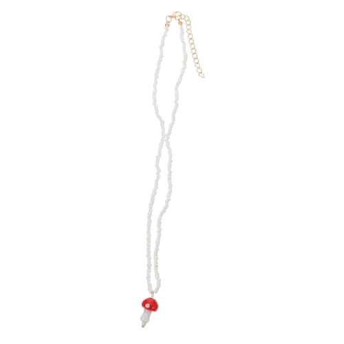 Baluue Kreative Handgefertigte Perlenkette Damen Elegant Weiße Pilz Halskette Zierlicher Schmuck für Frauen Modischer Alltagslook und von Baluue